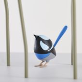 A fairy wren sculpture from the Eggpicnic collection
