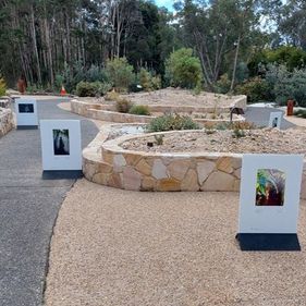 Friends of the ANBG student photography competition 2026 winners' photos being displayed in the gardens