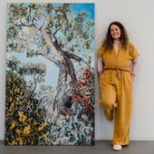 Nic Everist with art from Life through trees