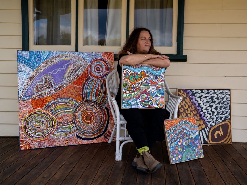 Gail Neuss with artwork.