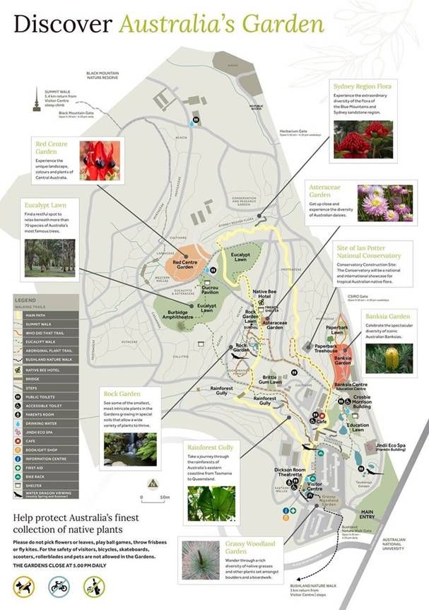 A map of the Australian National Botanic Gardens.