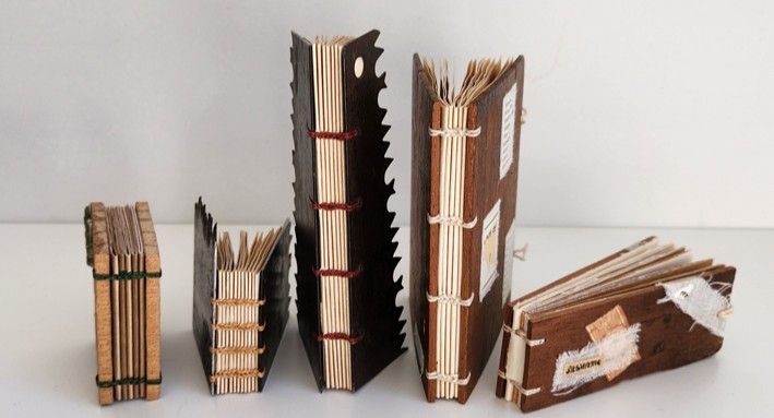 A range of Coptic bound books .